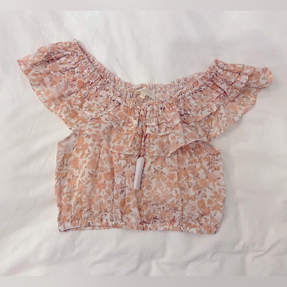 NEW Loveshackfancy Dorin off shoulder floral crop top - Picture 8 of 11